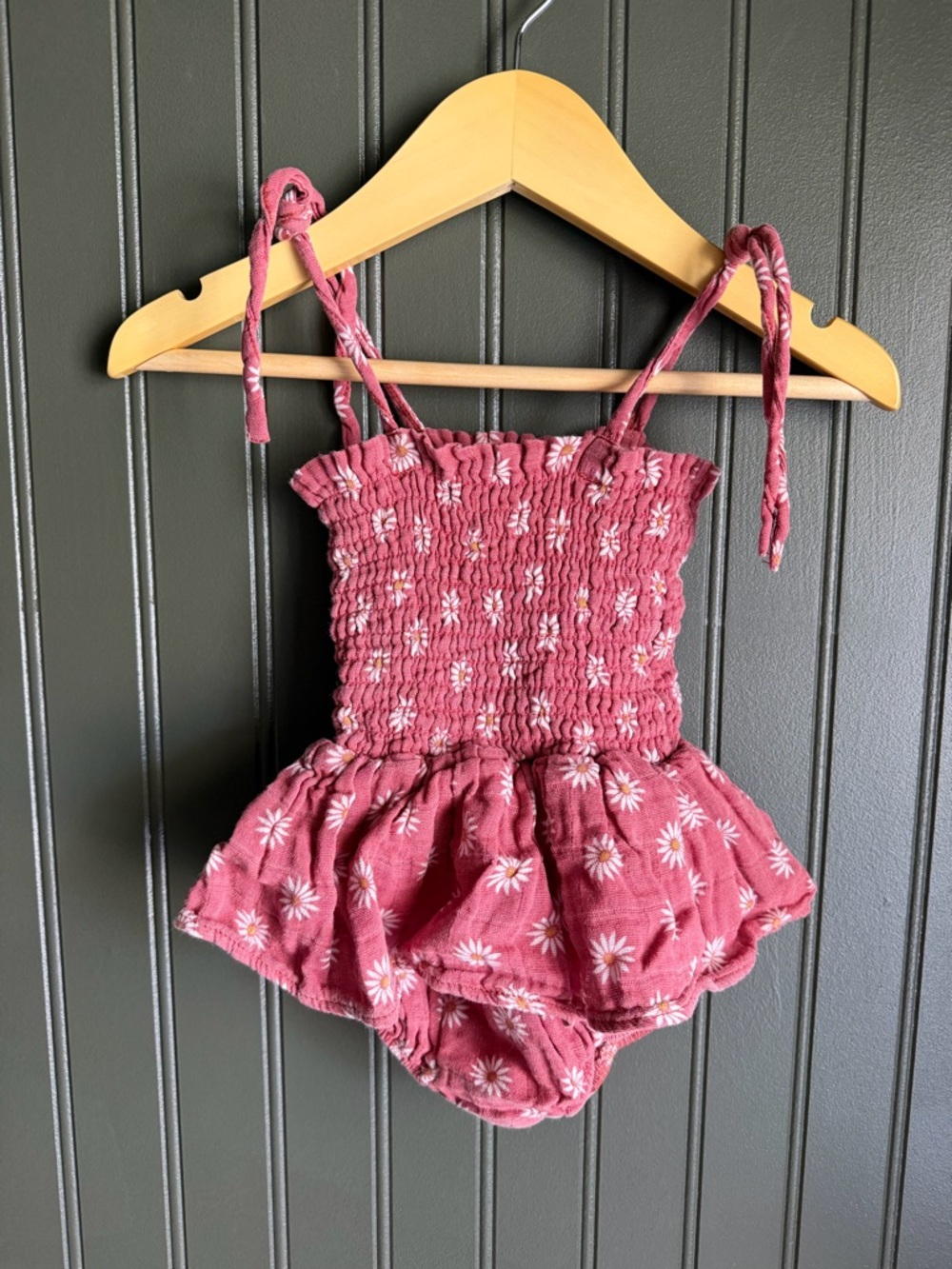 Girls Maroon daisy romper